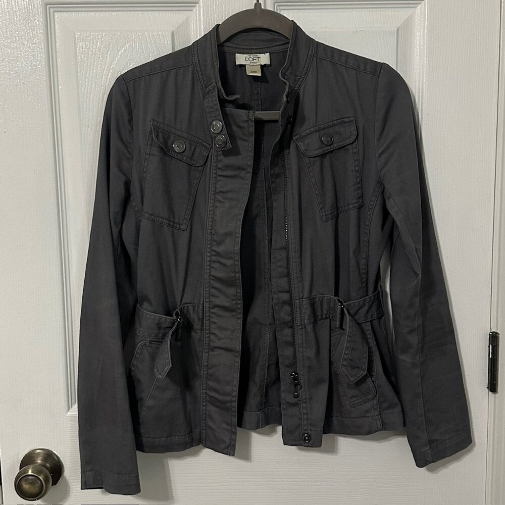 LOFT Grey Military Style Light Jacket